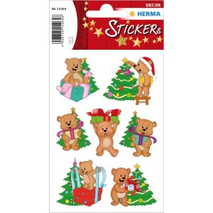 Herma DECOR Sticker Weihnachtsbären bunt, 3 Blatt /...