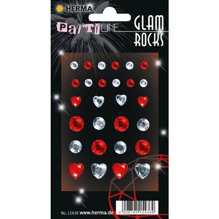Herma FASHIONLine Glam Rocks Diamonds Red & Silver 1 Blatt 28 Stück