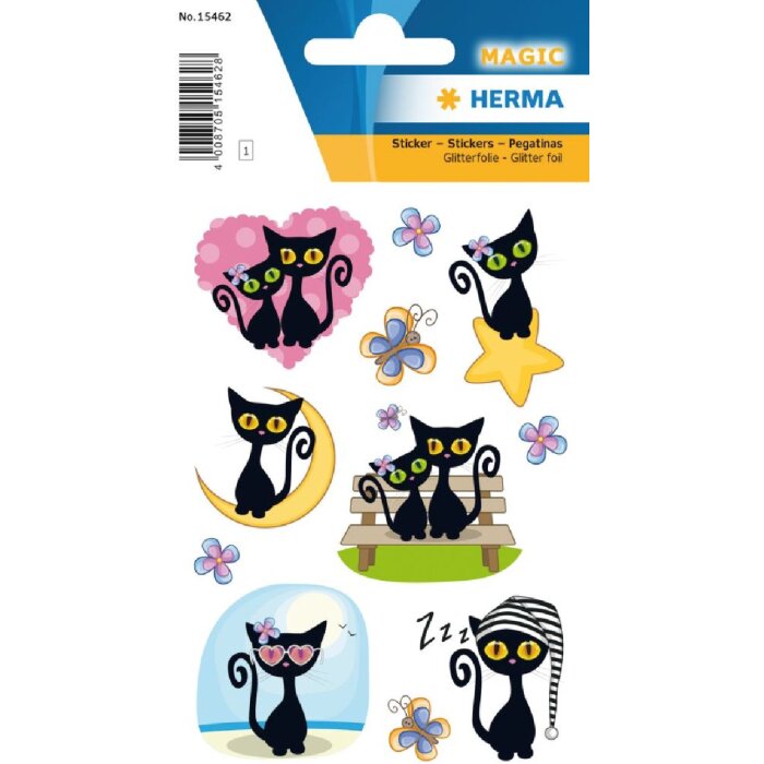 Herma MAGIC Sticker Cute Cat Folie Beglimmert