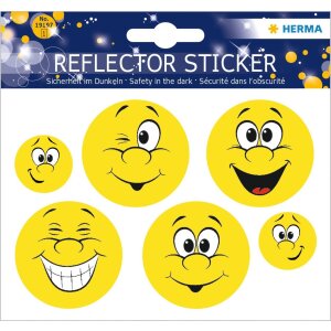 Herma Reflektorsticker Happy Face, Farbe: Schwarz,...