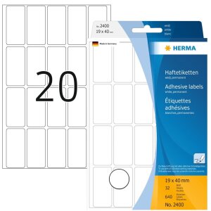HERMA Vielzwecketiketten weiß 19x40 mm Papier matt...