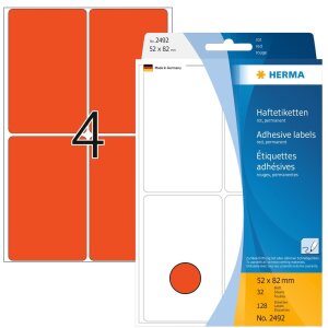 HERMA Vielzwecketiketten rot 52x82 mm Papier matt 128...
