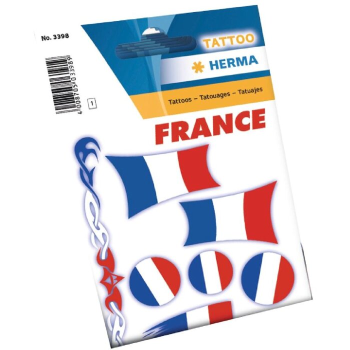 HERMA Fahnen Tattoos Frankreich 1 Blatt, Farbe: Schwarz, Größe: 1 Blatt