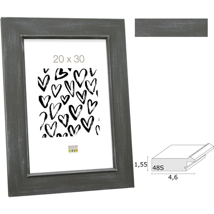 Деревяна фоторамка сіра Deknudt S48SS 10x15-50x70 см