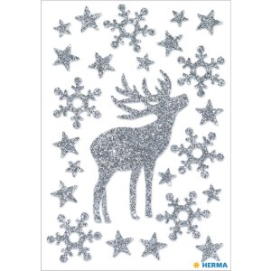 HERMA Sticker MAGIC Hirsch glittery Weihnachtsdekoration...