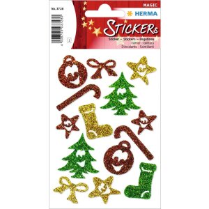HERMA GLITTERY Weihnachtssymbole Sticker 1 Blatt