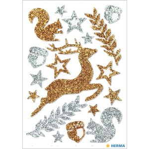 HERMA MAGIC Sticker Waldtiere, glittery