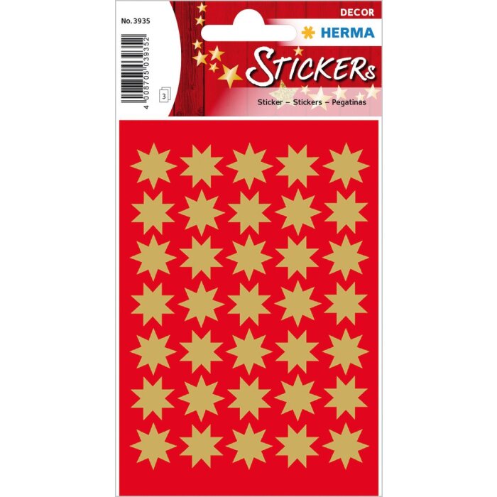 HERMA Sticker Sterne gold Ø 16 mm 3 Blatt Packung