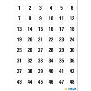 HERMA Zahlen 12 mm 1-240 selbstklebend Papier weiß...