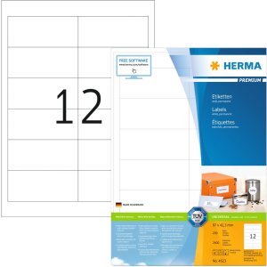 HERMA Etiketten Premium A4 weiß 97x42,3 mm Papier...