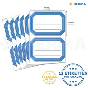 HERMA Schuletiketten neutral blauer Rand 82x55 mm