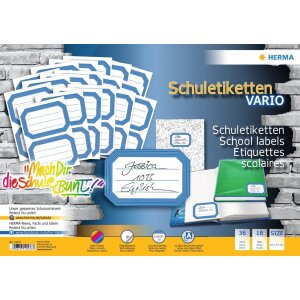 HERMA Schuletiketten neutral blauer Rand 82x55 mm
