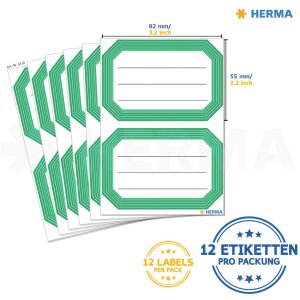 HERMA Schuletiketten neutral grün Liniert 82x55 mm