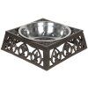 Clayre & Eef 6Y3061 Миска для корму для кота 820 мл коричневий металевий квадрат