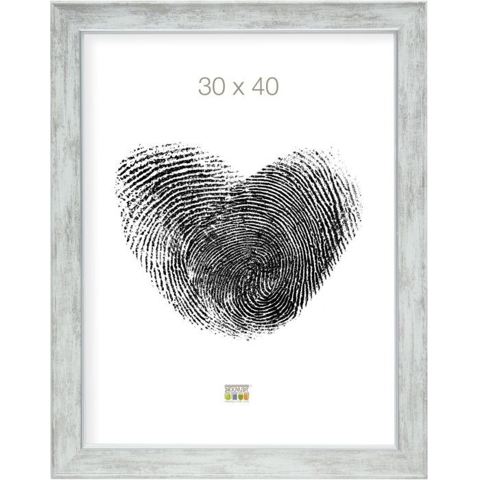 S46EE1 Деревяна рамка білого кольору зі сріблястим кантом 20x30 см