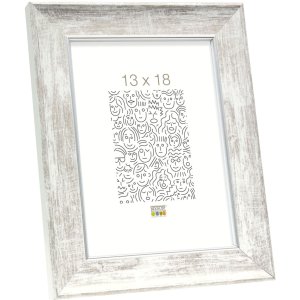 S46EE1 Деревяна рамка білого кольору зі сріблястим кантом 20x30 см