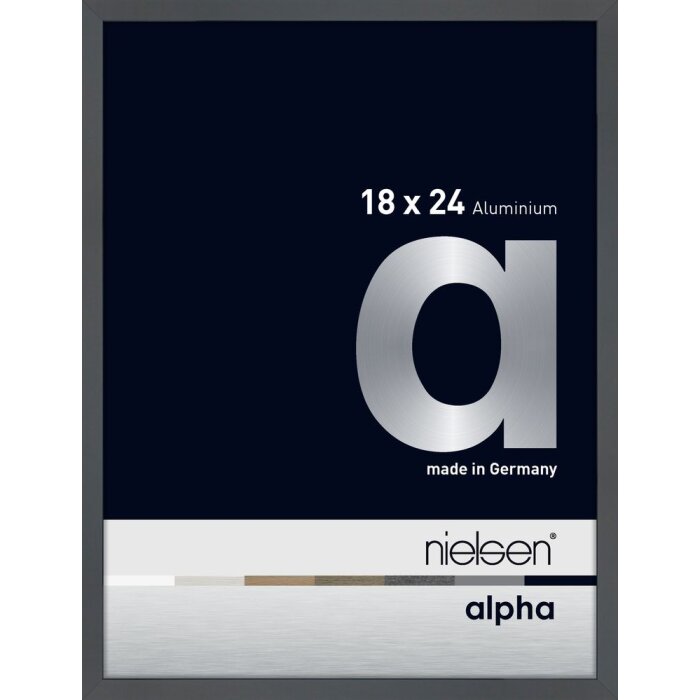 Алюминиевая фоторамка Nielsen Альфа 18x24 см темно-серая глянцевая