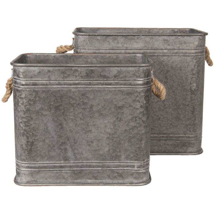 Декоративне залізне відро (2 шт.) 44x26x39 - 38x22x33 см Clayre & Eef 6Y3737