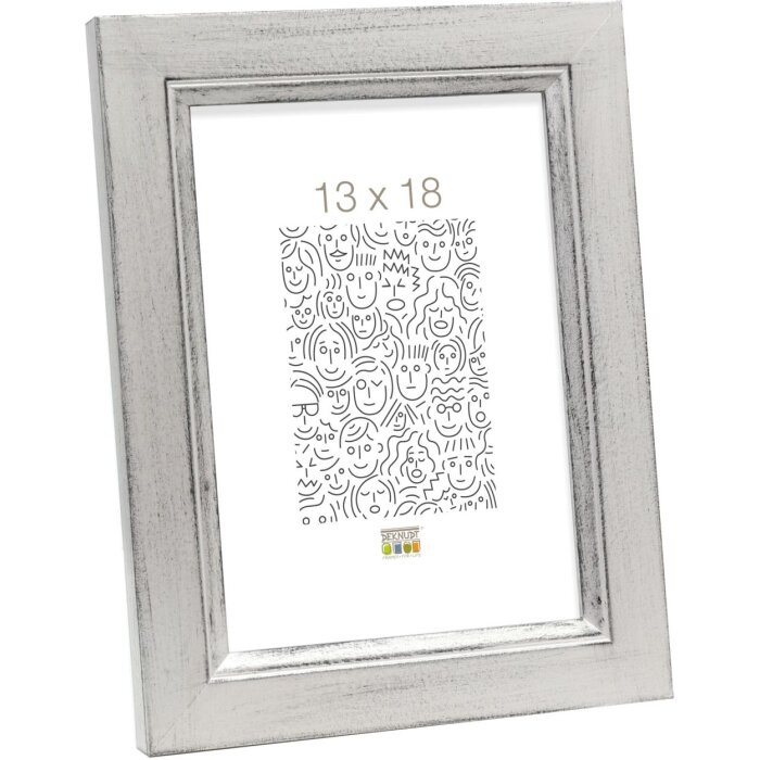 Деревяна рамка S42L срібляста 18x24 см преміум-скло