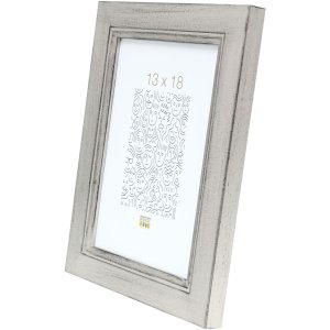 Деревяна рамка S42L срібляста 18x24 см преміум-скло