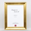 Эффектная деревянная рама профиль 95 золото 30x30 см антибликовое стекло