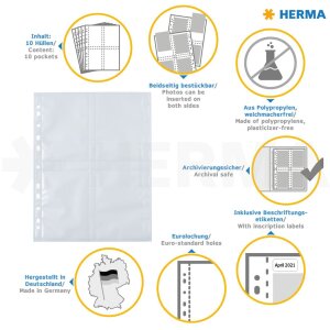 HERMA Fotophan 7583 Fotosichthüllen 9x13 cm beidseitig beschriftbar 10 Stück