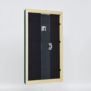 Эффектная деревянная рамка профиль 21 синий 60x60 см обычное стекло