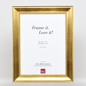 Эффектная деревянная рама профиль 95 золото 60x60 см обычное стекло