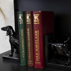 Clayre & Eef 6PR4623 Набір підставок для книг 2 собаки 25x9x15 см чорний пластик