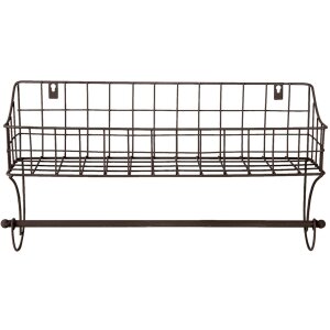 Рушникосушка для гостей з кошиком чорна 44x12x25 см 6Y4305