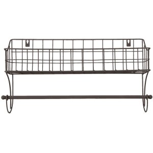 Рушникосушка для гостей з кошиком чорна 44x12x25 см 6Y4305