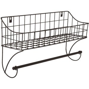 Рушникосушка для гостей з кошиком чорна 44x12x25 см 6Y4305