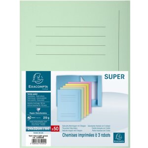 Папка для документів SuperBüro SUPER 210 світло-зелена 3 клапана А4 50шт в упаковці