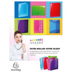 Папка Exacompta PP 500µ 3 клапана эластичный шнурок Iderama A4 светло-голубая