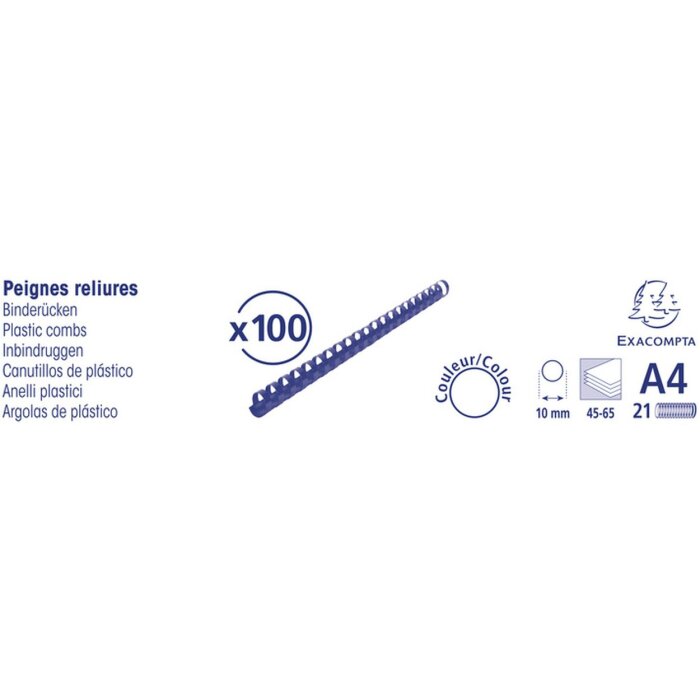 Exacompta 75301E Спіралі для палітурки 10 мм 21 кільце для DIN A4 чорні 100 шт.