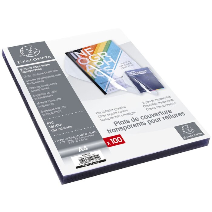 Exacpta 42741E Кришка ПВХ 150µ DIN A4 кришталева 100 шт.