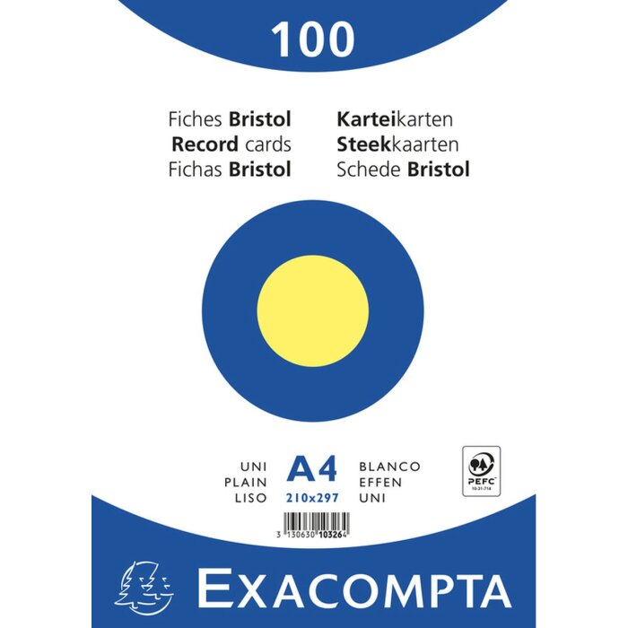 Карточки индексные Exacompta DIN A4 100 штук желтые 205 г/м²