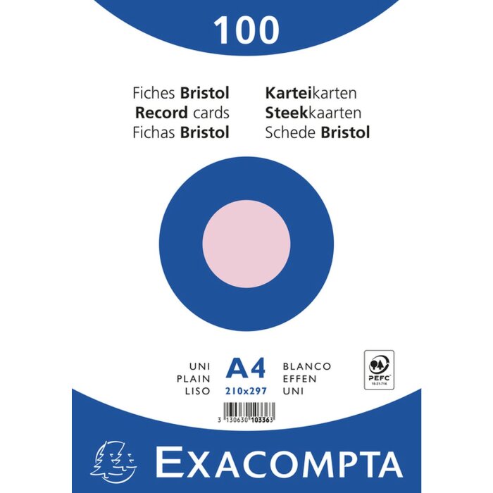Карточки индексные Exacompta пустые DIN A4 100 шт. розовые