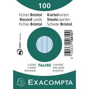 Індексні картки Exacpta A7 на підкладці 100 шт....