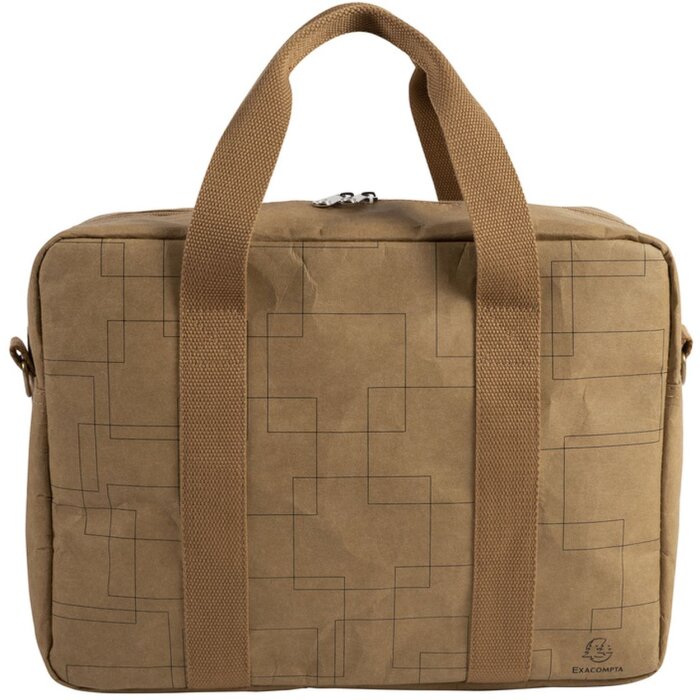 Сумка Exacompta 39x29x15см паперова шкіра вигляду Eterneco коричневі геометричні мотиви