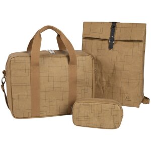 Сумка Exacompta 39x29x15см паперова шкіра вигляду Eterneco коричневі геометричні мотиви