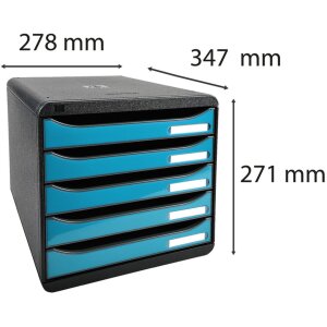 Exacompta 3097282D Комод Big Box Plus 5 ящиків бірюзовий глянцевий