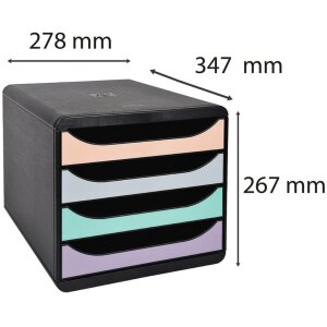 Шухляда Exacompta Big Box Plus Aquarel 4 відкриті шухляди А4+, які можна штабелювати