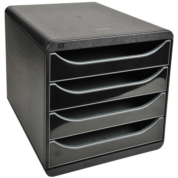 Exacompta 3104214D Комод Big Box Plus 4 відкриті шухляди глянцевий чорний