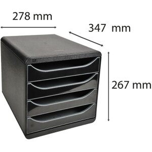 Exacompta 3104214D Комод Big Box Plus 4 відкриті шухляди глянцевий чорний