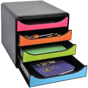 Exacompta 3104214D Комод Big Box Plus 4 відкриті шухляди глянцевий чорний