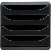 Exacompta 3104214D Комод Big Box Plus 4 відкриті шухляди глянцевий чорний