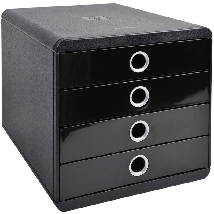 Exacompta 314438D Ящик POP-BOX 4 ящика черный глянцевый DIN A4+