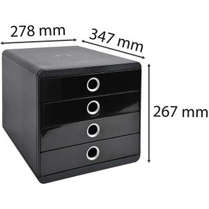 Exacompta 314438D Ящик POP-BOX 4 ящика черный глянцевый DIN A4+