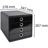 Exacompta 314438D Ящик POP-BOX 4 ящика черный глянцевый DIN A4+